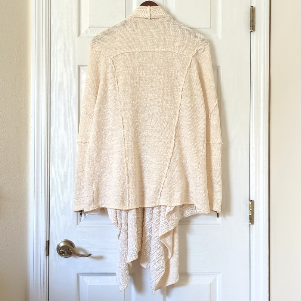 Free People In The Loop Boho Draped Open Front Knit Cardigan Sweater Cream XS - Picture 11 of 12